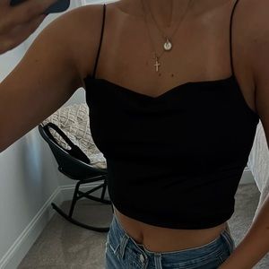 BLACK SATIN TOP
